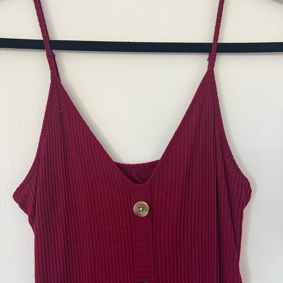 Express Maroon Ribbed Bodycon Midi Dress - Picture 2 of 6